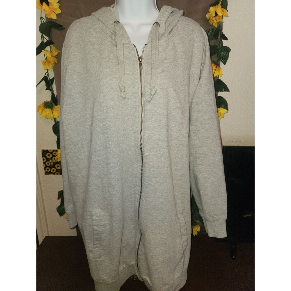 Ellos Women's 3X 30/32 Light Gray Heather Full-Zip Longline Hoodie Sweatshirt